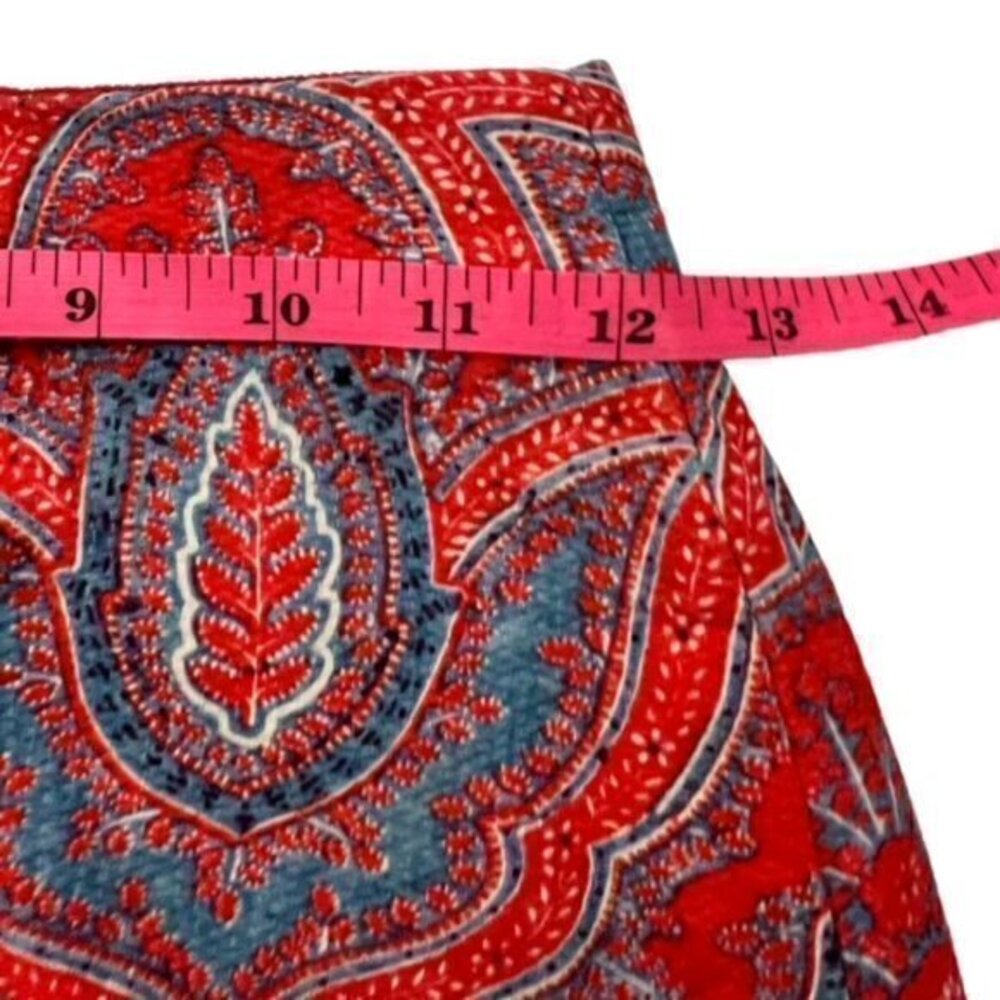 J. Crew No. 2 Pencil Skirt Womens Size 00 Red Blue Paisley STUNNING Preppy Lined - Picture 4 of 14